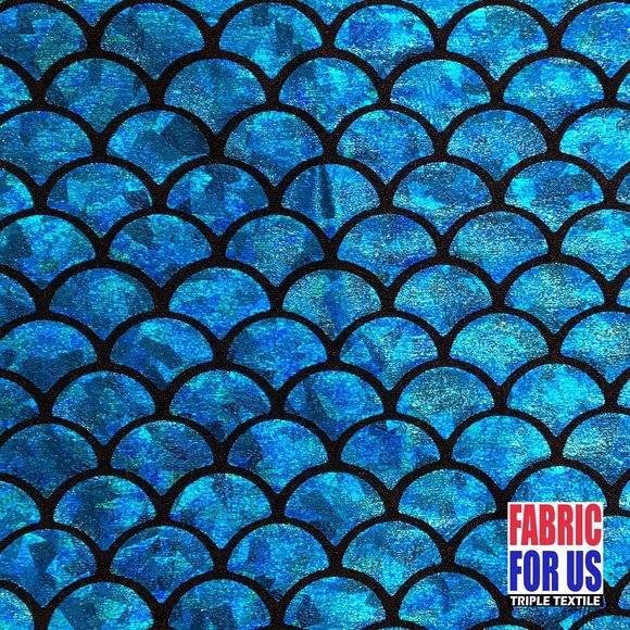 Mermaid / Fish Scale Holographic REFLECTIVE STRETCH Fabric Nylon Spandex 58/60" - Picture 8 of 10